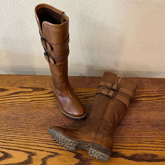 Roan “Date” Dark Tan/Light Brown Leather Riding Boots Size 6.5 - Picture 3 of 15